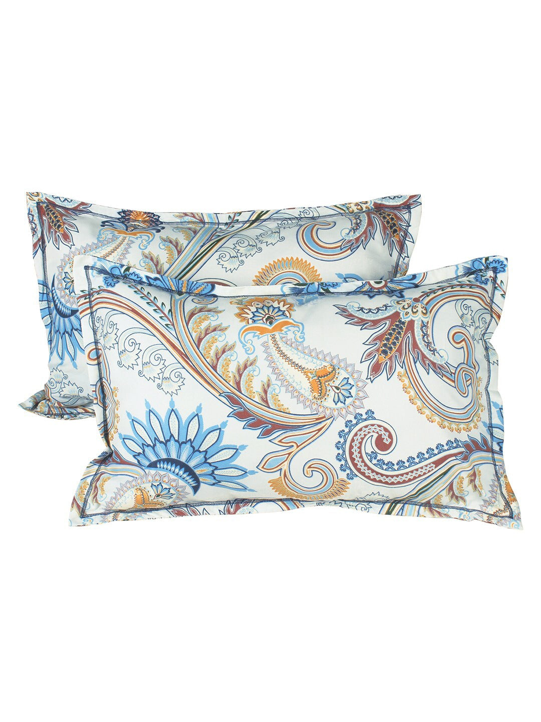 Story@home Blue & Cream-Coloured Ethnic Motifs 180 TC Queen Bedsheet With 2 Pillow Covers | Grocsy
