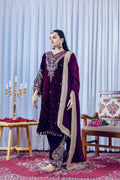 Teeya Creation Rani Color Velvet Silk Embroidery Work Party Wear Suit | Grocsy