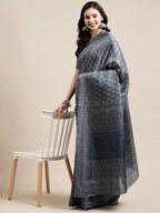 Saree Mall Grey & White Floral Art Silk Sarees | Grocsy