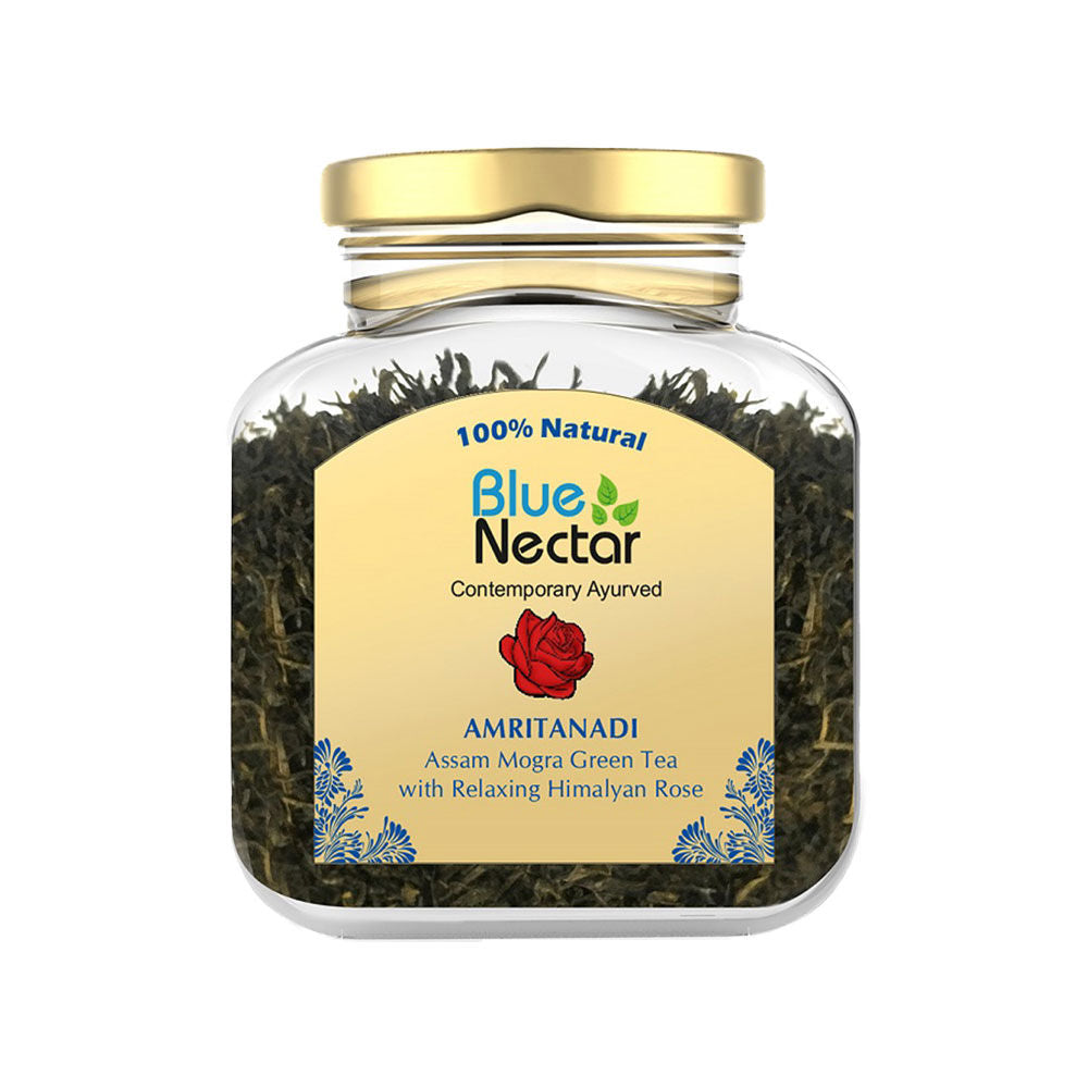 Blue Nectar Amritanadi Assam Mogra Green Tea with Himalyan Rose | Grocsy