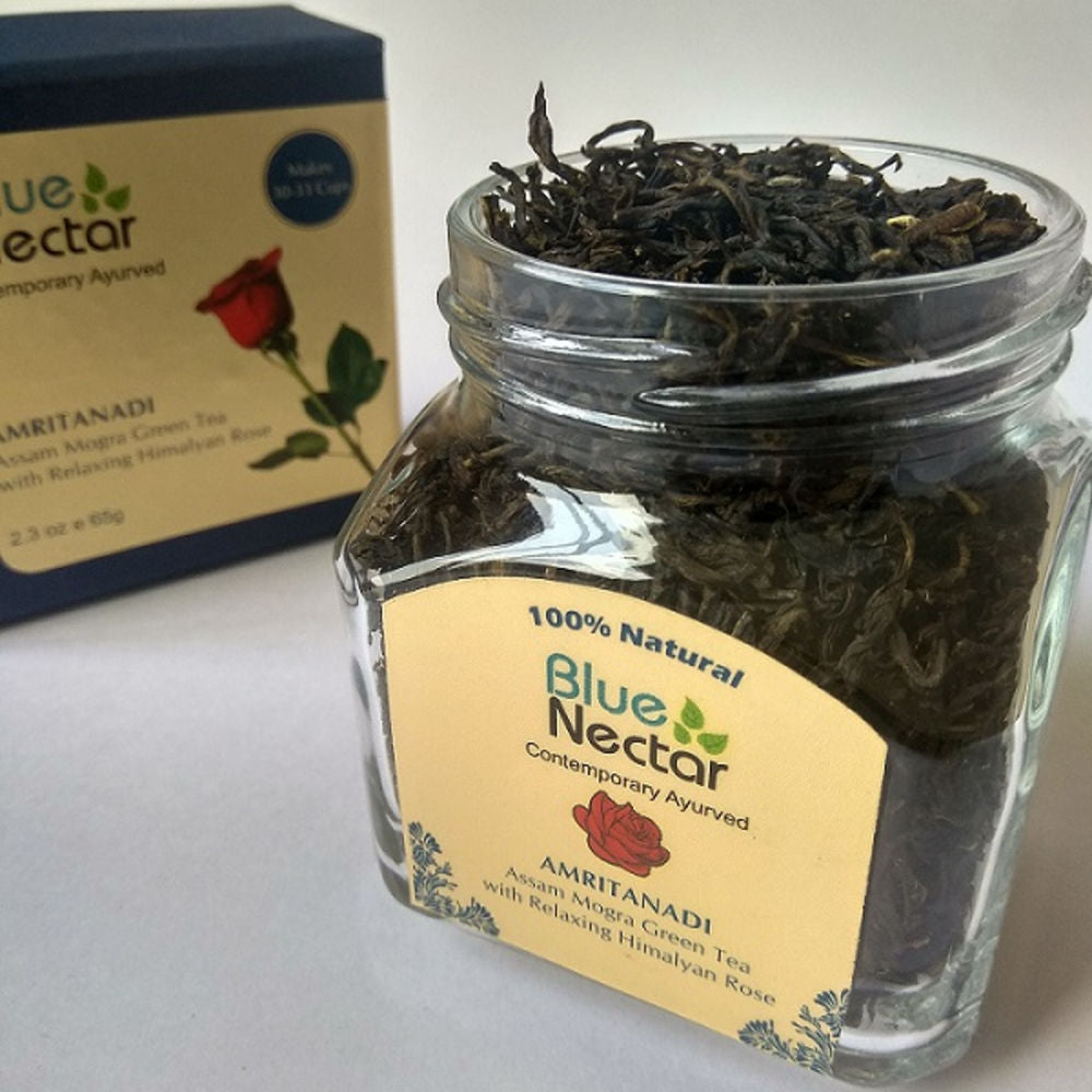 Blue Nectar Amritanadi Assam Mogra Green Tea with Himalyan Rose | Grocsy