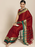 Saree Mall Maroon & Gold-Toned Zari Silk Blend Uppada Sarees | Grocsy
