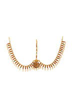 Yellow Chimes Women Gold-Polished,Maroon,Green White Pearl Hanging Bridal Mathapatti | Grocsy