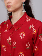 Aks Ethnic Motifs Printed Shirt Collar Kurta | Grocsy