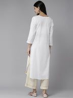 ADA Ethnic Motifs Embroidered Chikankari Cotton Kurta | Grocsy