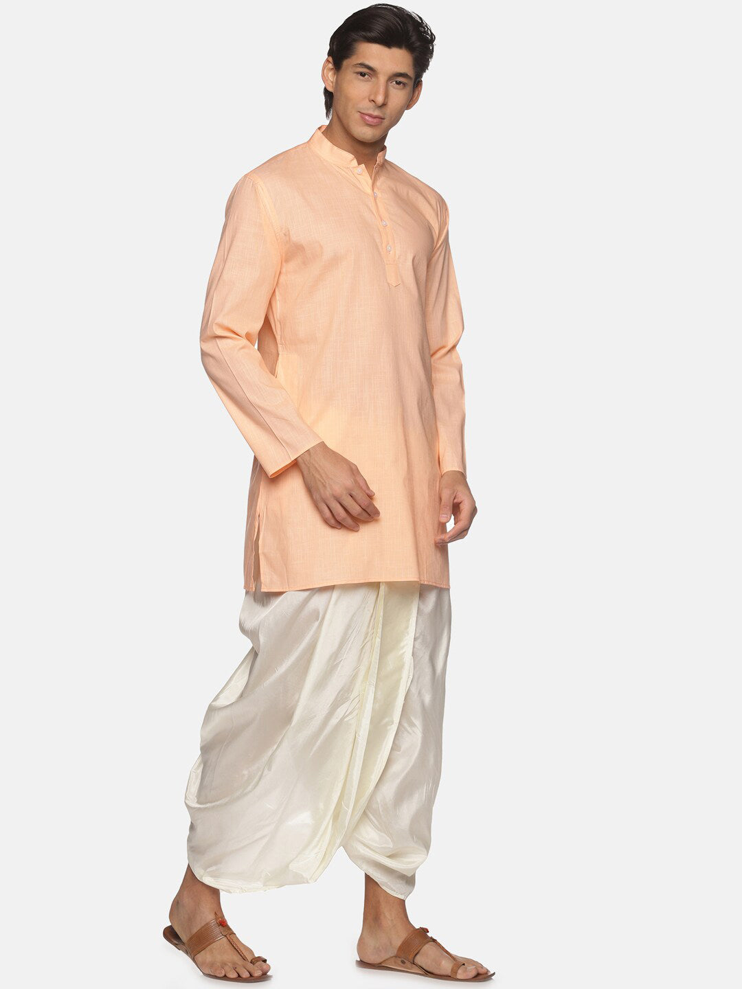 Sethukrishna Men Orange Pure Cotton Kurta with Salwar | Grocsy