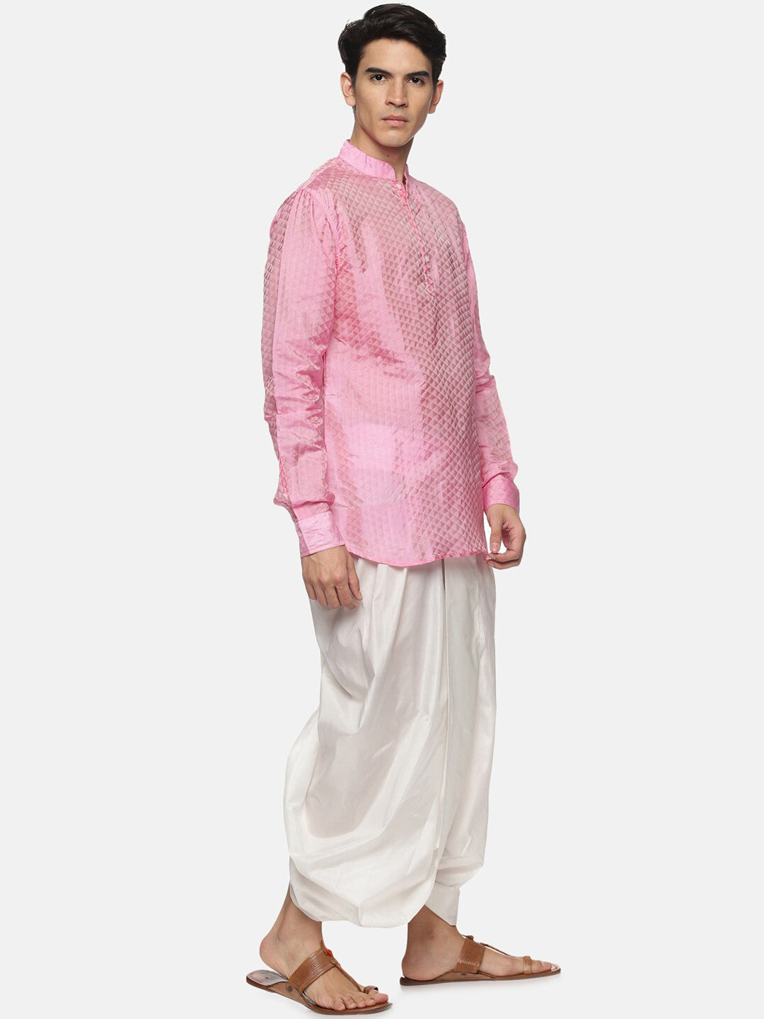 Sethukrishna Mens Pink Kurta with Dhoti Pants | Grocsy