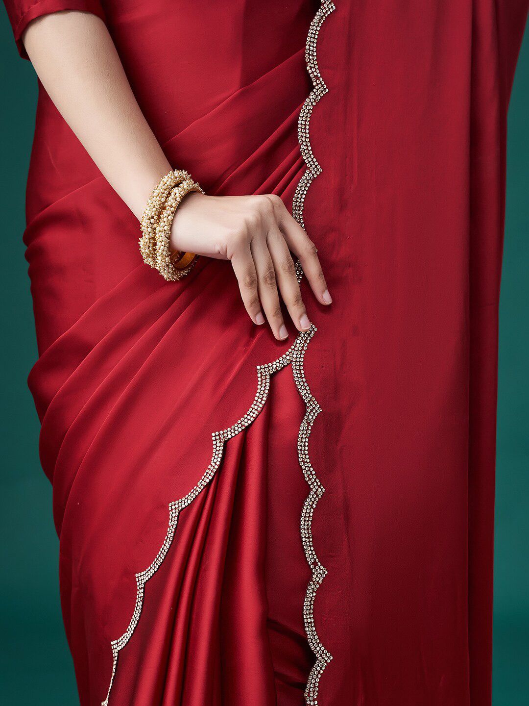 kasee Beads and Stones Satin Sarees | Grocsy