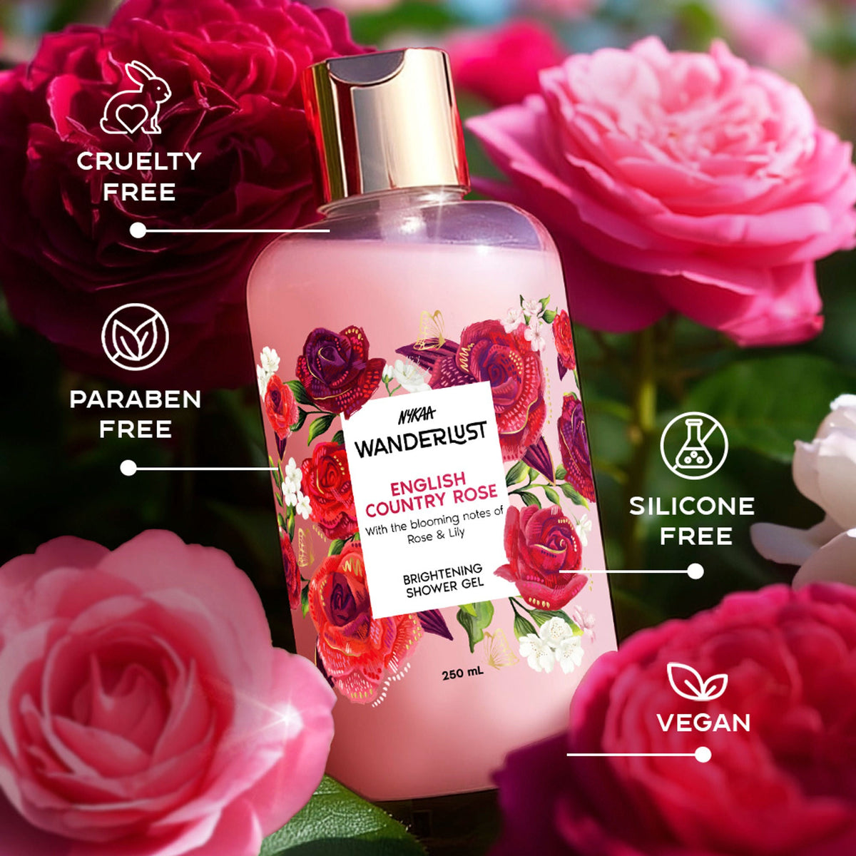 Wanderlust Shower Gels - English Country Rose | Grocsy