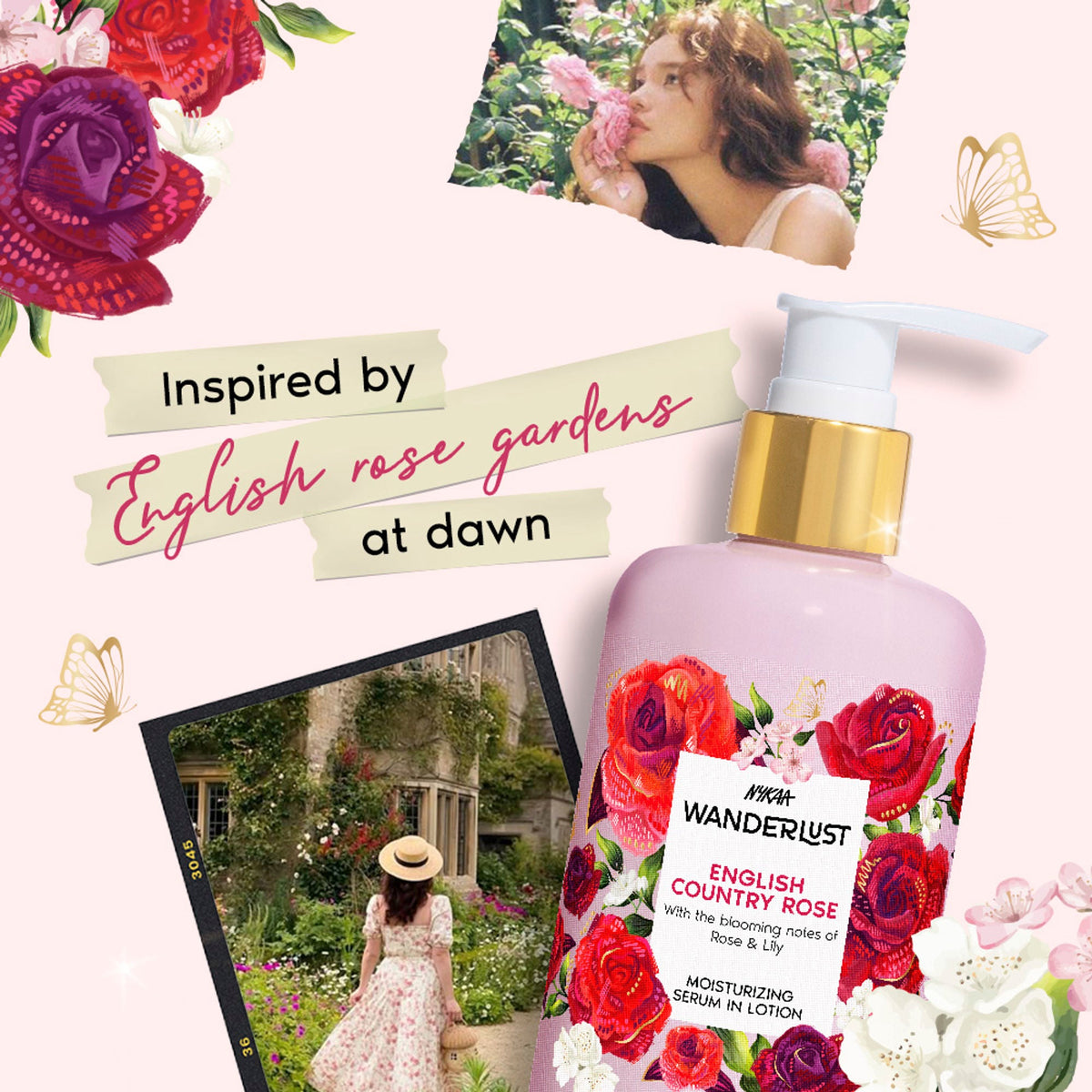 Wanderlust Moisturizing Body Lotion - English Country Rose | Grocsy