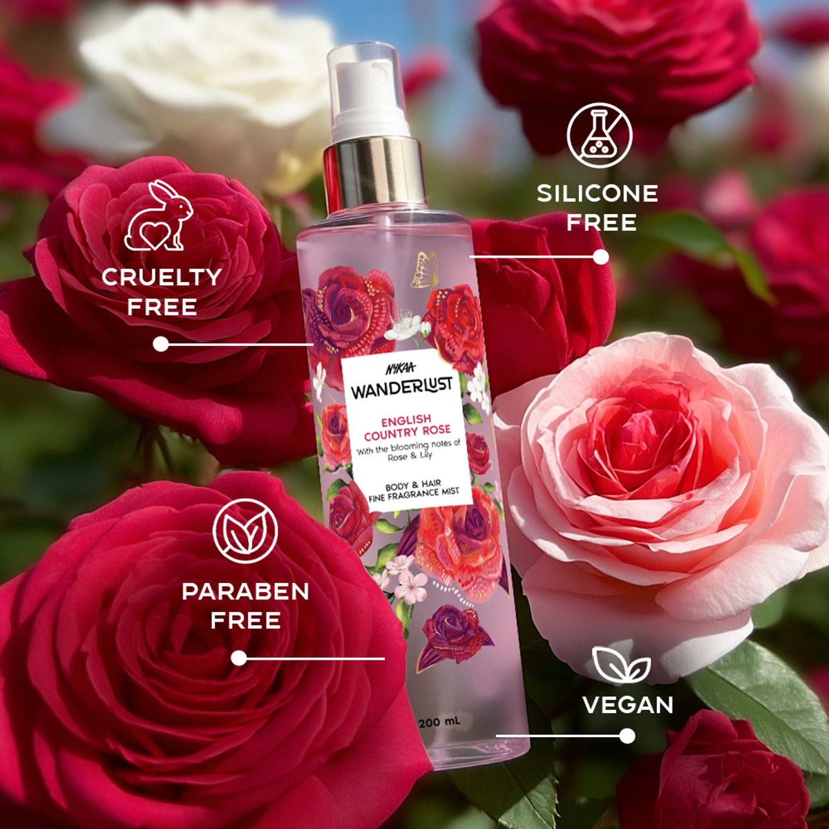 Wanderlust Fragrance Mist For Her - English Country Rose | Grocsy