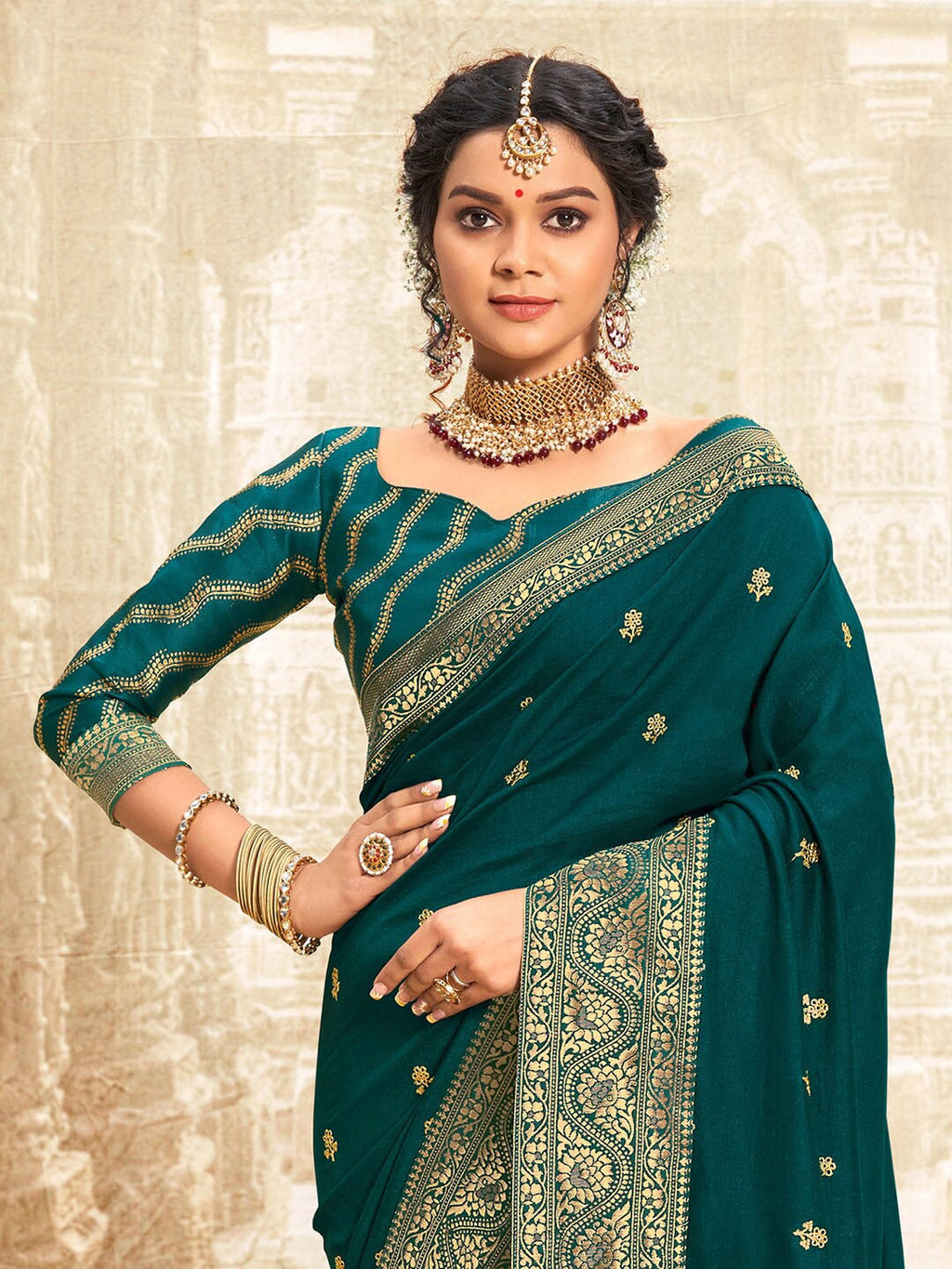 Saree Mall Ethnic Motifs Woven Design Zari Sarees | Grocsy