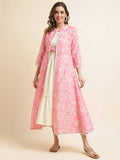 White Cotton Solid Flared Dress with Printed Shrug - Yukti | Grocsy