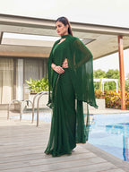 Tikhi Imli Green Gotta Patti Saree With Pleated cape | Grocsy