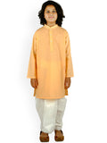 Sethukrishna Boys Orange Pure Cotton Kurta with Dhoti Pants & With Dupatta | Grocsy