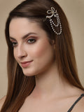 Panash Women Gold-Toned Embellished Chain Drop Hair Pin | Grocsy