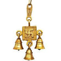 Uapan Brass Bells I Hanging 3 Bells Swastika I Hanging Bell | Grocsy