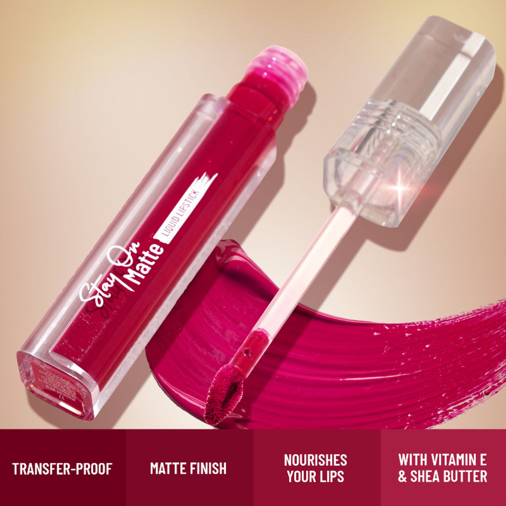 Swiss Beauty Stay On Matte Liquid Lipstick - 3 Almond Pink | Grocsy