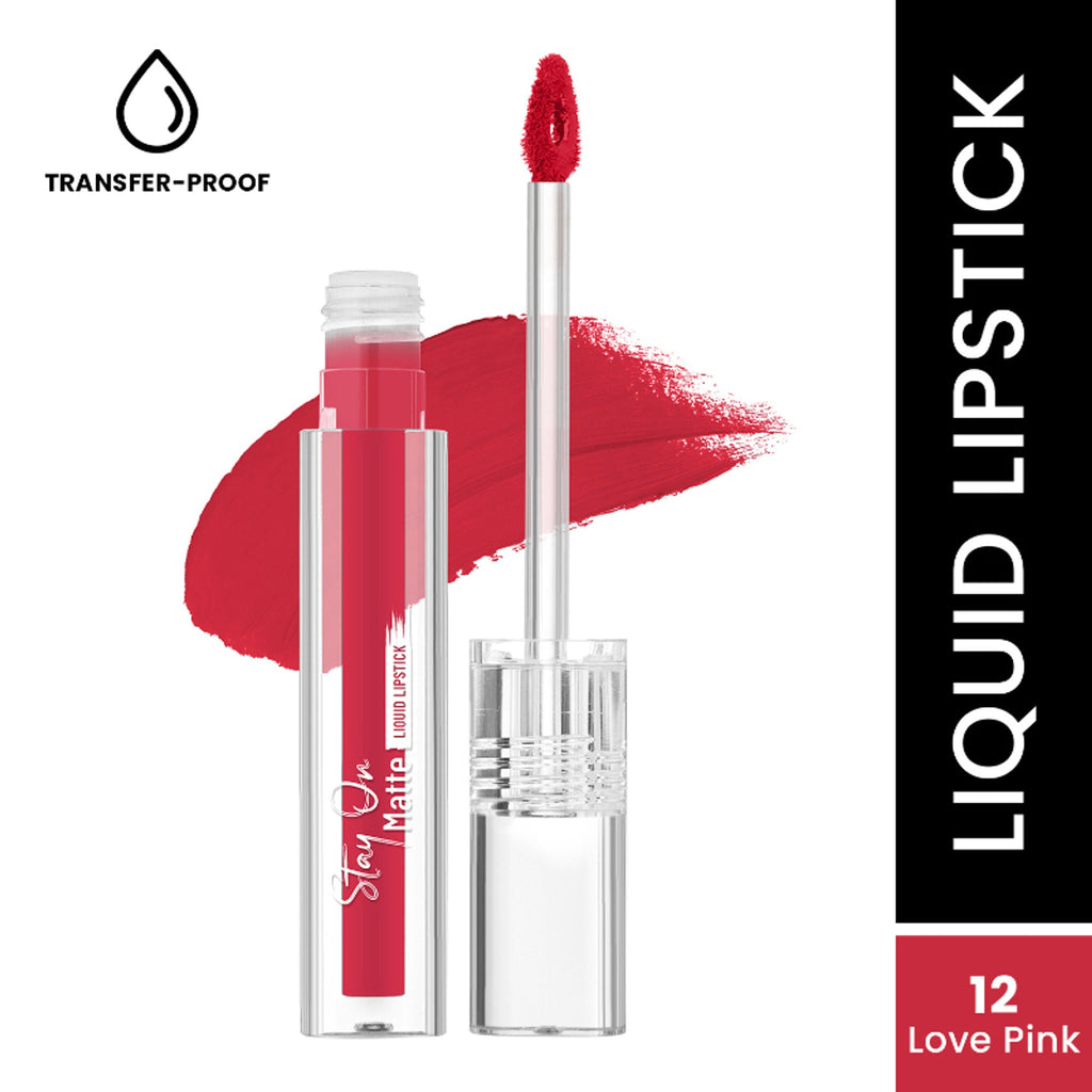 Swiss Beauty Stay On Matte Liquid Lipstick - 12 Love Pink | Grocsy