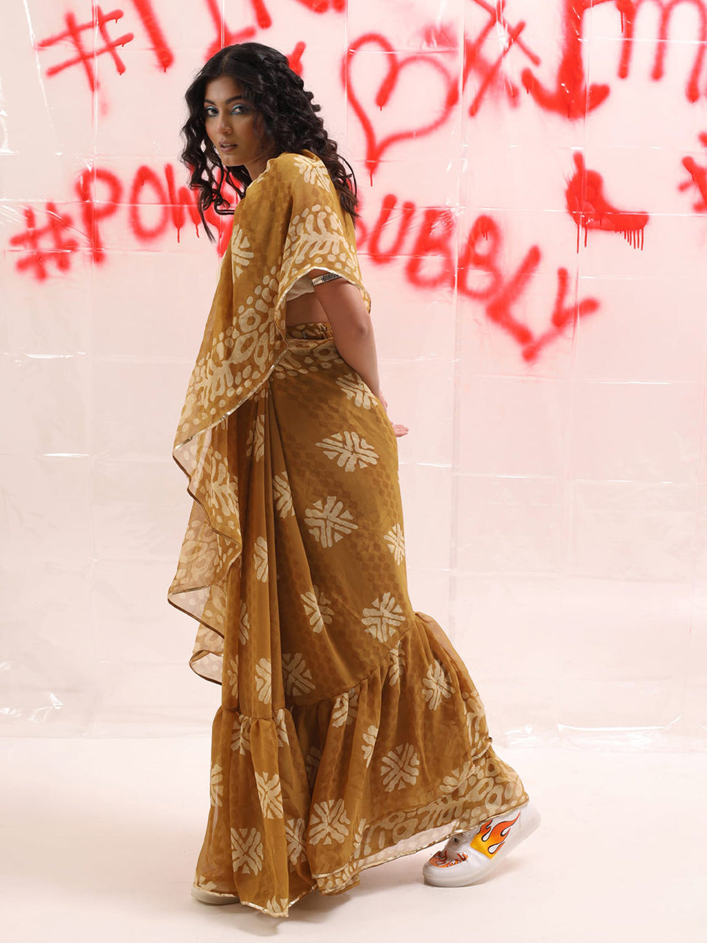 Tikhi Imli Batik Printed Georgette Saree | Grocsy