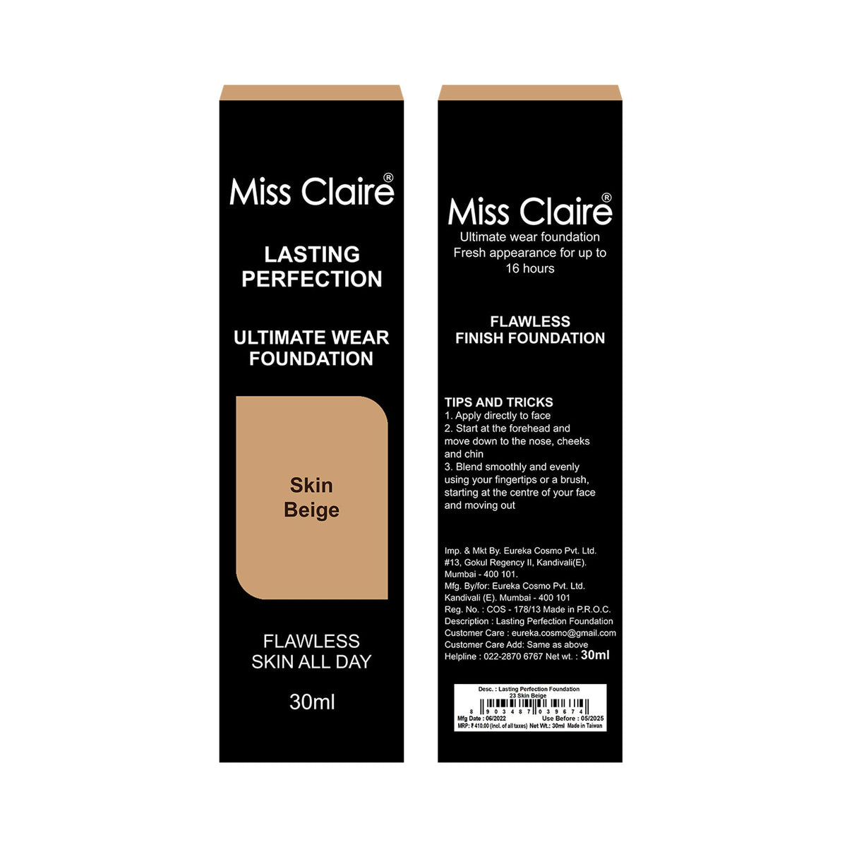 Miss Claire Lasting Perfection Ultimate Wear Foundation - 23 Skin Beige | Grocsy