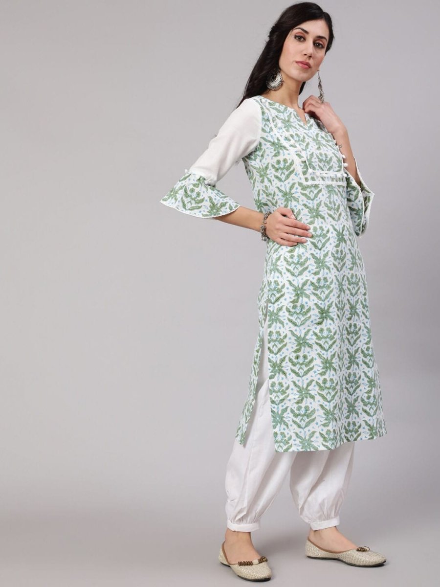 Aks Tropical Printed Bell Sleeves Kurta | Grocsy