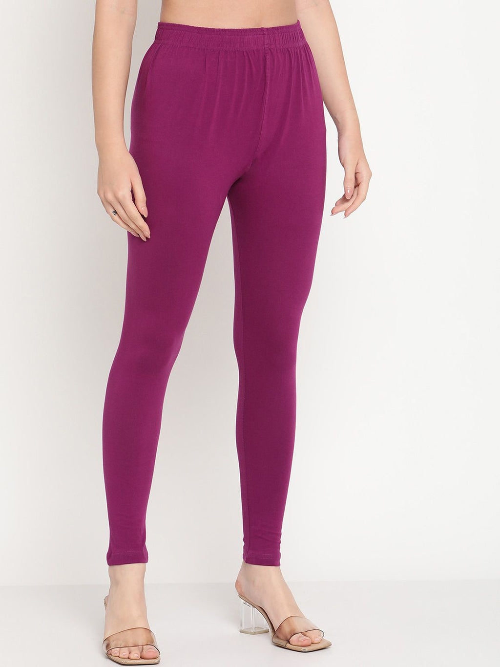 TAG 7 Women Purple Solid Comfort Fit Ankle Length Leggings | Grocsy