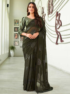 Tikhi Imli Green Floral Embellished Saree | Grocsy