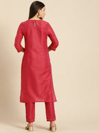 All About You Women Red Ethnic Motifs Kurta with Trousers | Grocsy