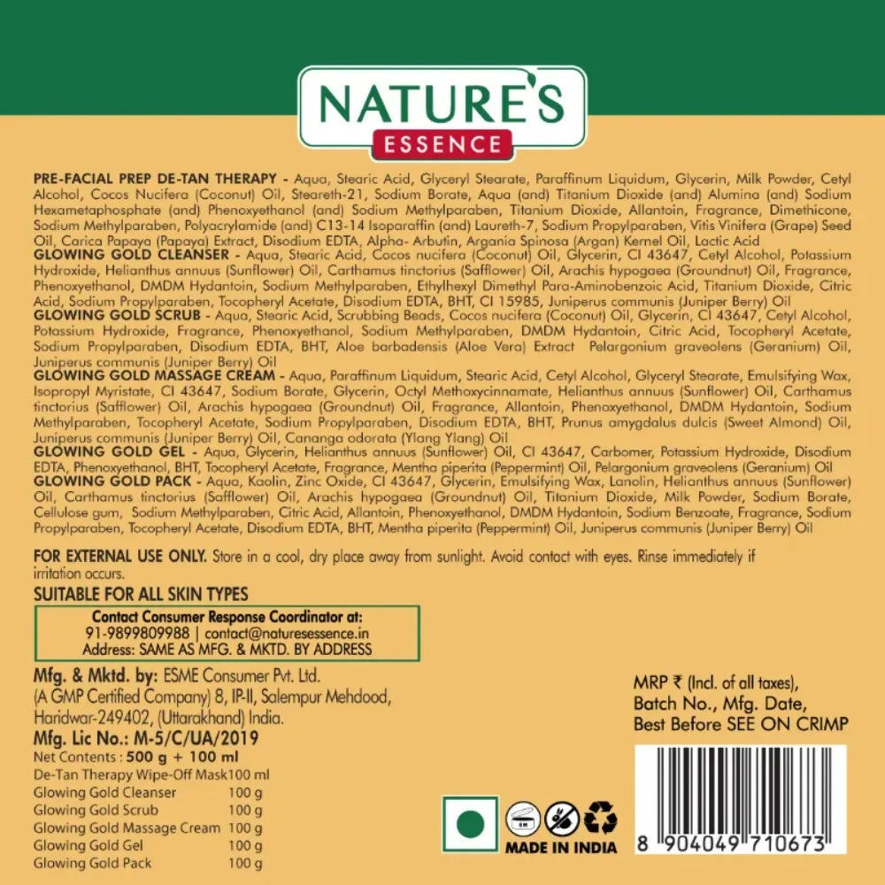 Nature's Essence Advanced Glowing Gold Facial Kit | Grocsy