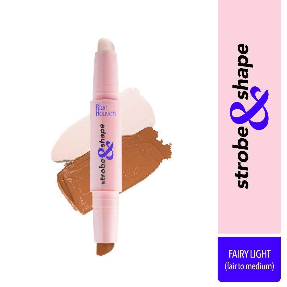 Blue Heaven Strobe & Shape Highlighter And Contour Duo Stick - Fairy Light (Fair To Medium) | Grocsy