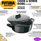 Hawkins Futura Hard Anodised Cook n Serve Bowl Handi 3 L with Lid (ACB30) | Grocsy