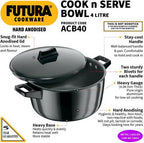Hawkins Futura Hard Anodized Cook-n-Serve Bowl 23 cm Diameter 4 L with Lid (ACB40) | Grocsy
