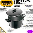 Hawkins Futura Hard Anodized Cook-n-Serve Bowl 5 L with Lid (ACB50) | Grocsy