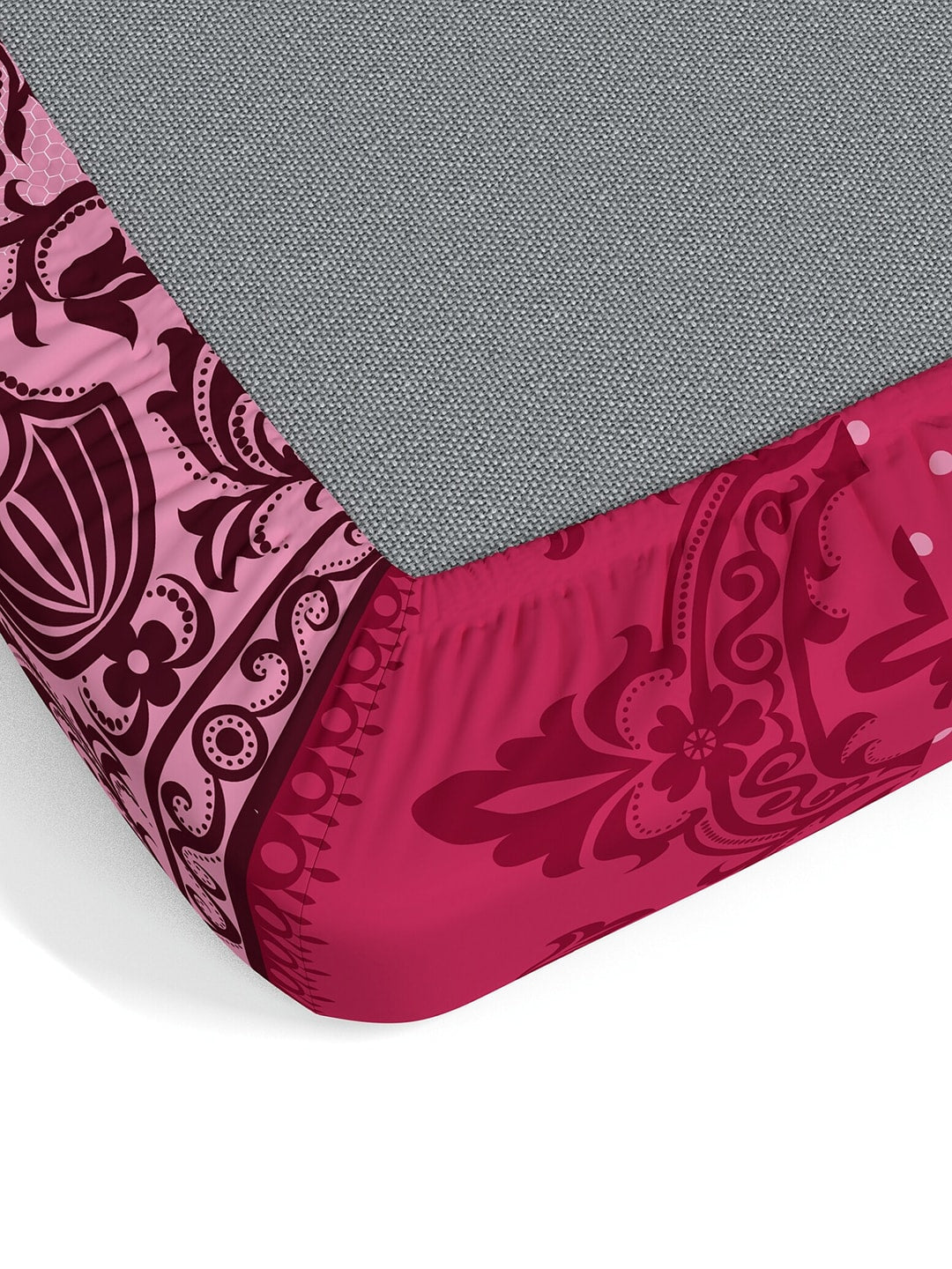 Dreamscape Pink & Cream-Coloured 140 TC Pure Cotton King Bedsheet with 2 Pillow Covers | Grocsy