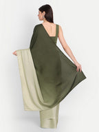 kasee Green Colourblocked Satin Saree | Grocsy