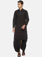 Sethukrishna Men Black Pure Cotton Kurta with Dhoti Pants | Grocsy