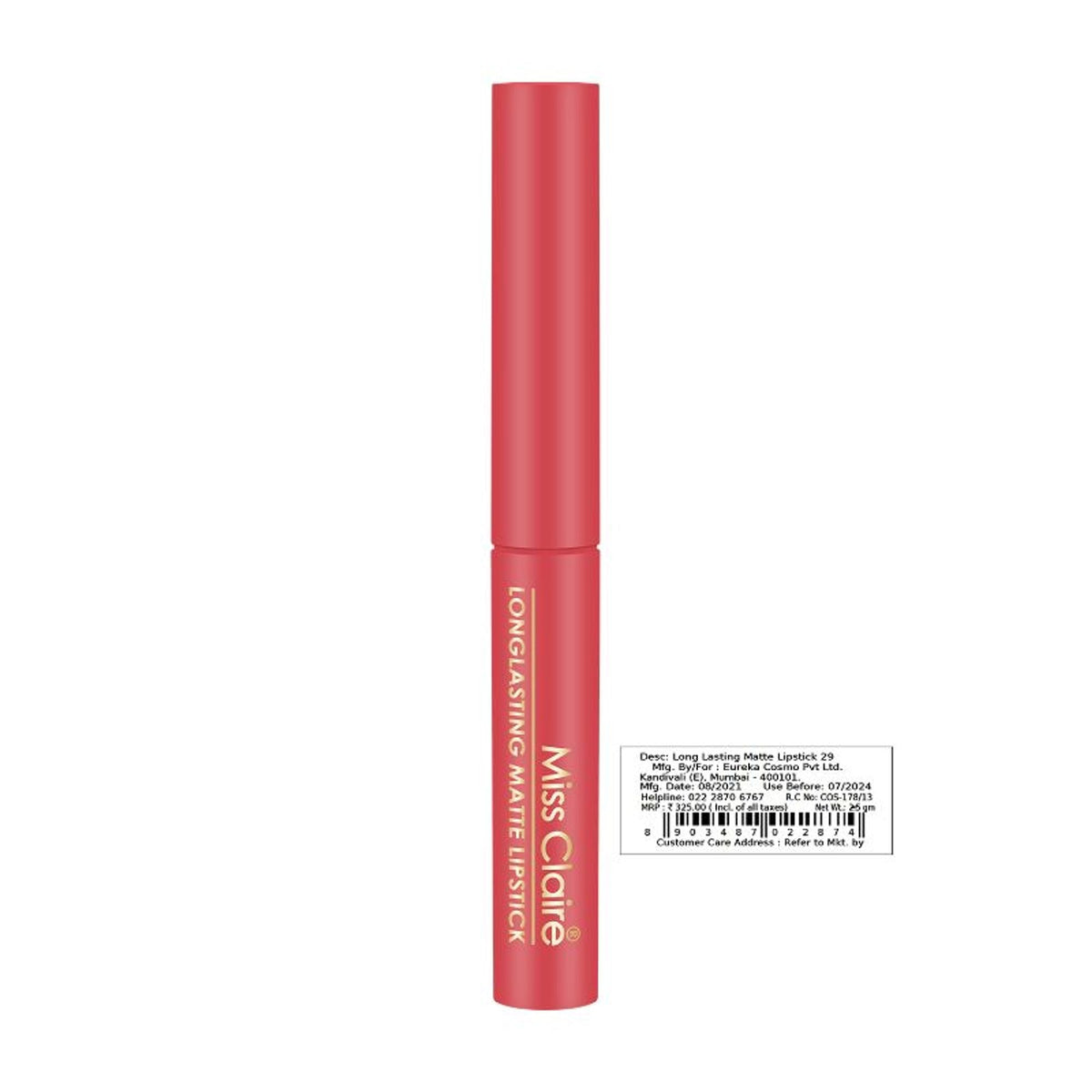 Miss Claire Long Lasting Matte Lipstick - 29 Pink Sorbet | Grocsy