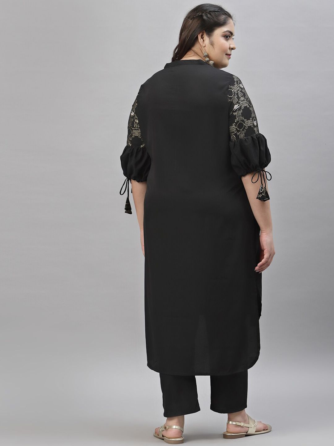 Sztori Printed Notch Neck Regular Kurta with Trousers | Grocsy
