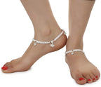 AanyaCentric Silver Plated White Metal Payal Indian Traditional Ethnic Fashion Imitation Jewellery Foot Chain | Grocsy