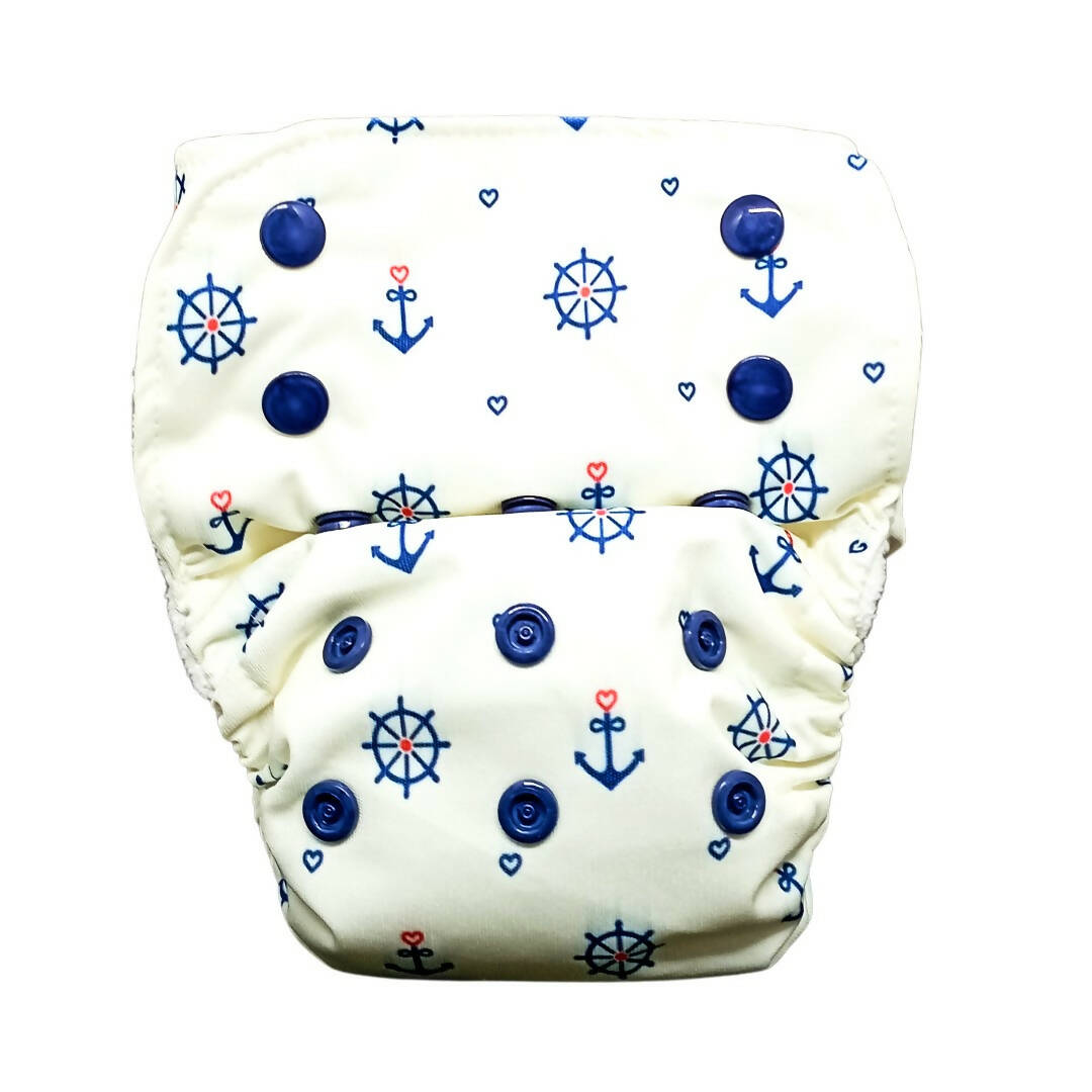 Kindermum Nano Pro Aio Cloth Diaper (With 2 Organic Inserts And Power Booster)-Anchor For Kids | Grocsy