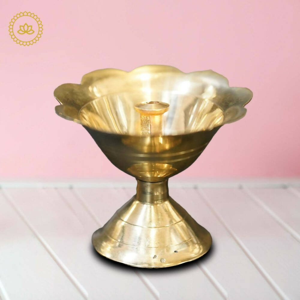 Brass Designed Diya with Stand | Grocsy
