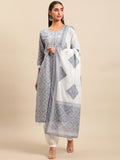 Sangria Women Bandhani Printed Thread Work Pure Cotton Kurta With Salwar & Dupatta | Grocsy
