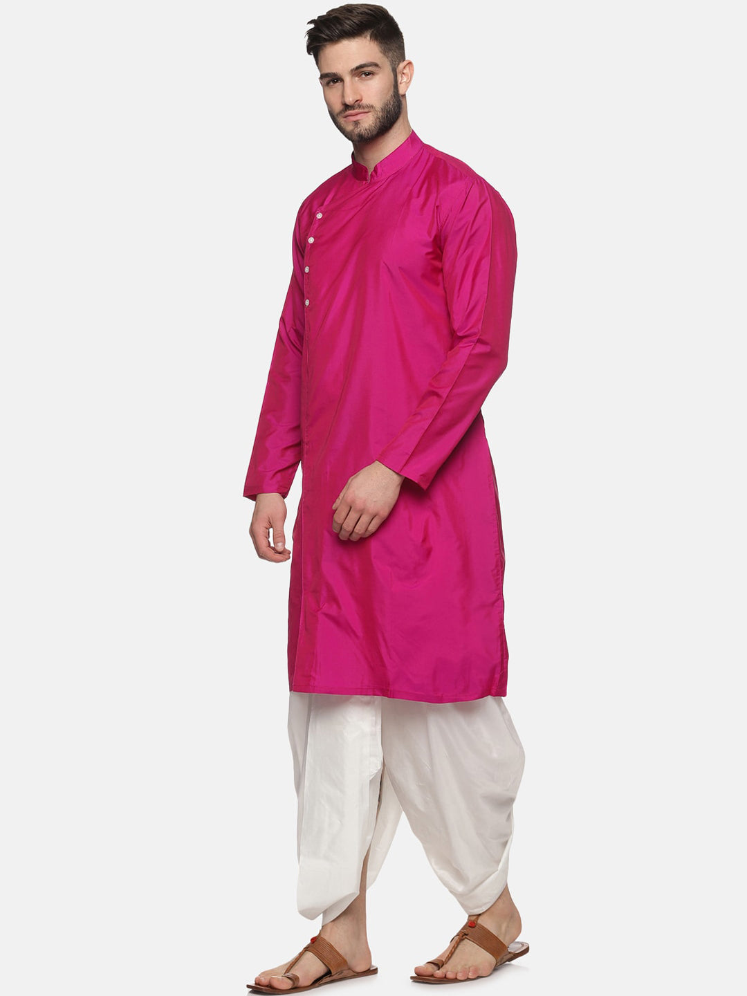 Sethukrishna Men Rose Angrakha Kurta with Dhoti Pants | Grocsy