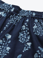 TAG 7 Women Navy Blue & White Printed Flared Palazzos | Grocsy