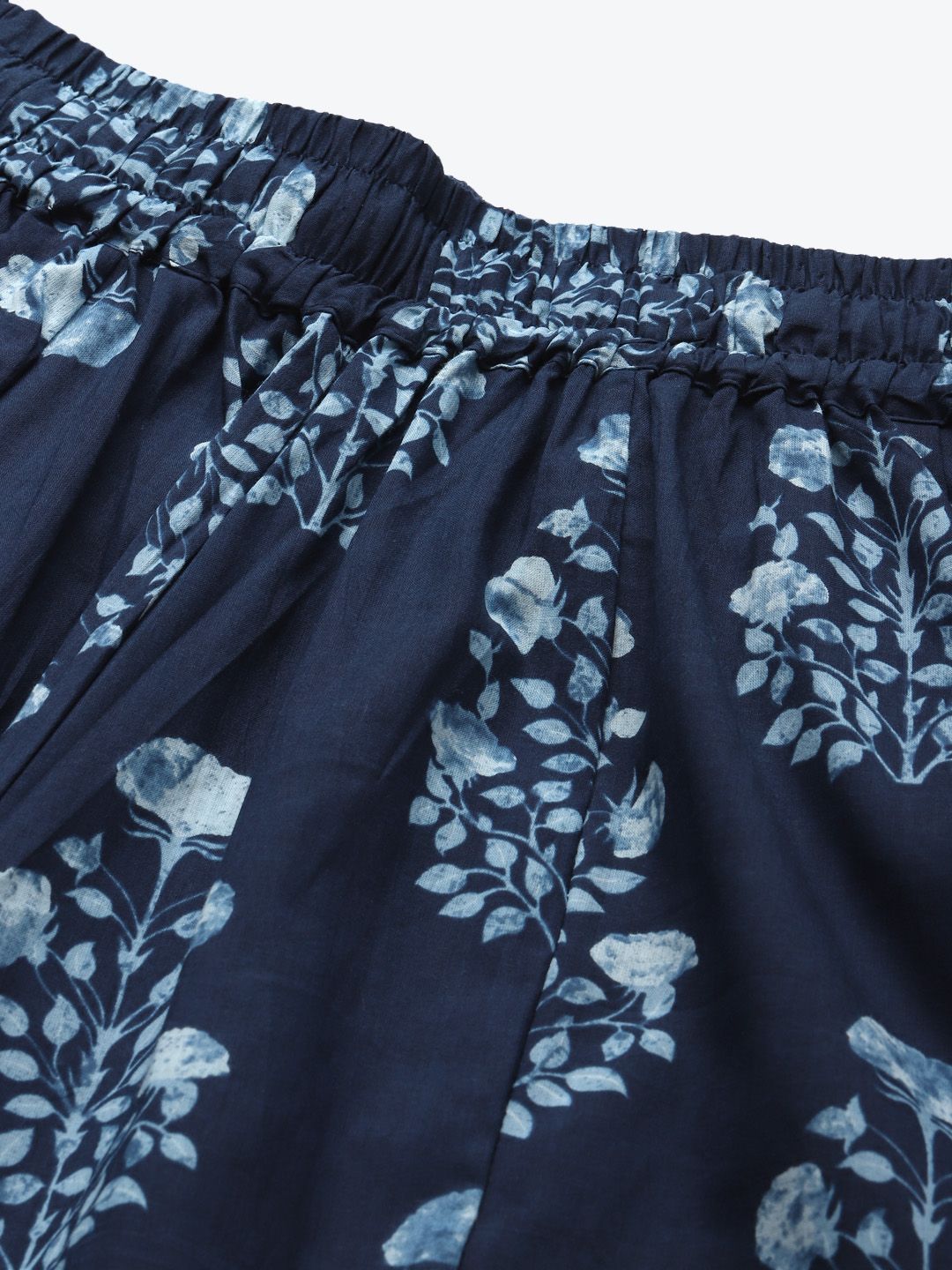 TAG 7 Women Navy Blue & White Printed Flared Palazzos | Grocsy