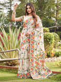 Tikhi Imli White Floral Woven Design Saree | Grocsy