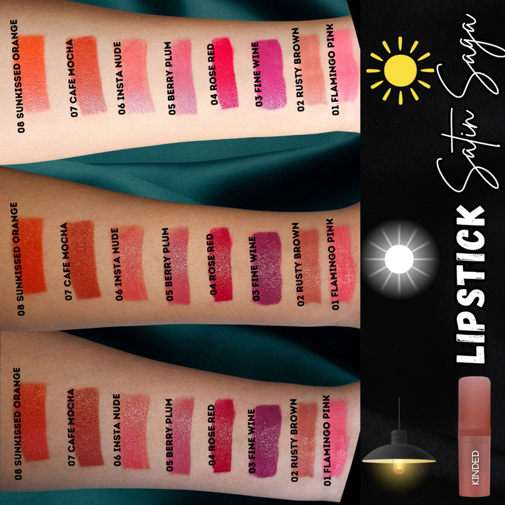 KINDED Satin Saga Bullet Creamy Lipstick With Satin Finish & Vitamin E - 03 Fine Wine | Grocsy