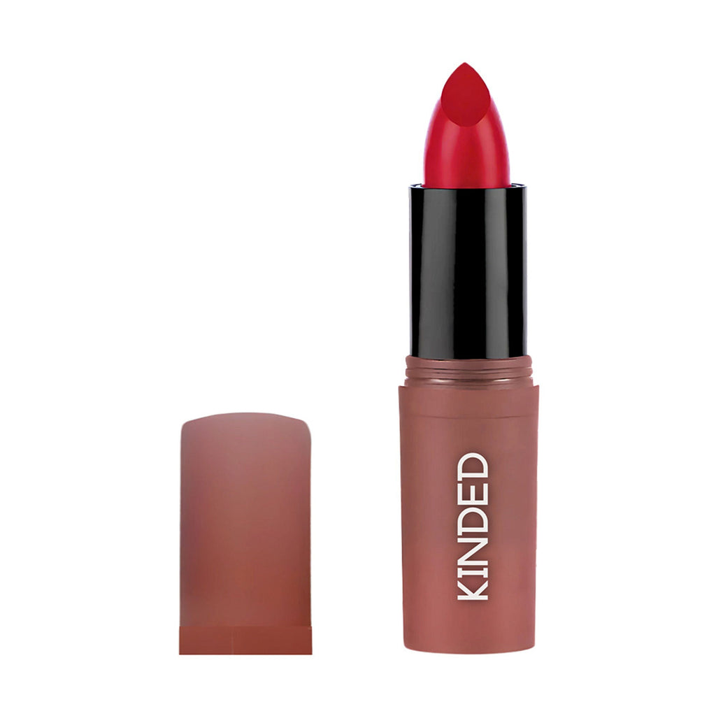 KINDED Satin Saga Bullet Creamy Lipstick With Satin Finish & Vitamin E - 04 Rose Red | Grocsy