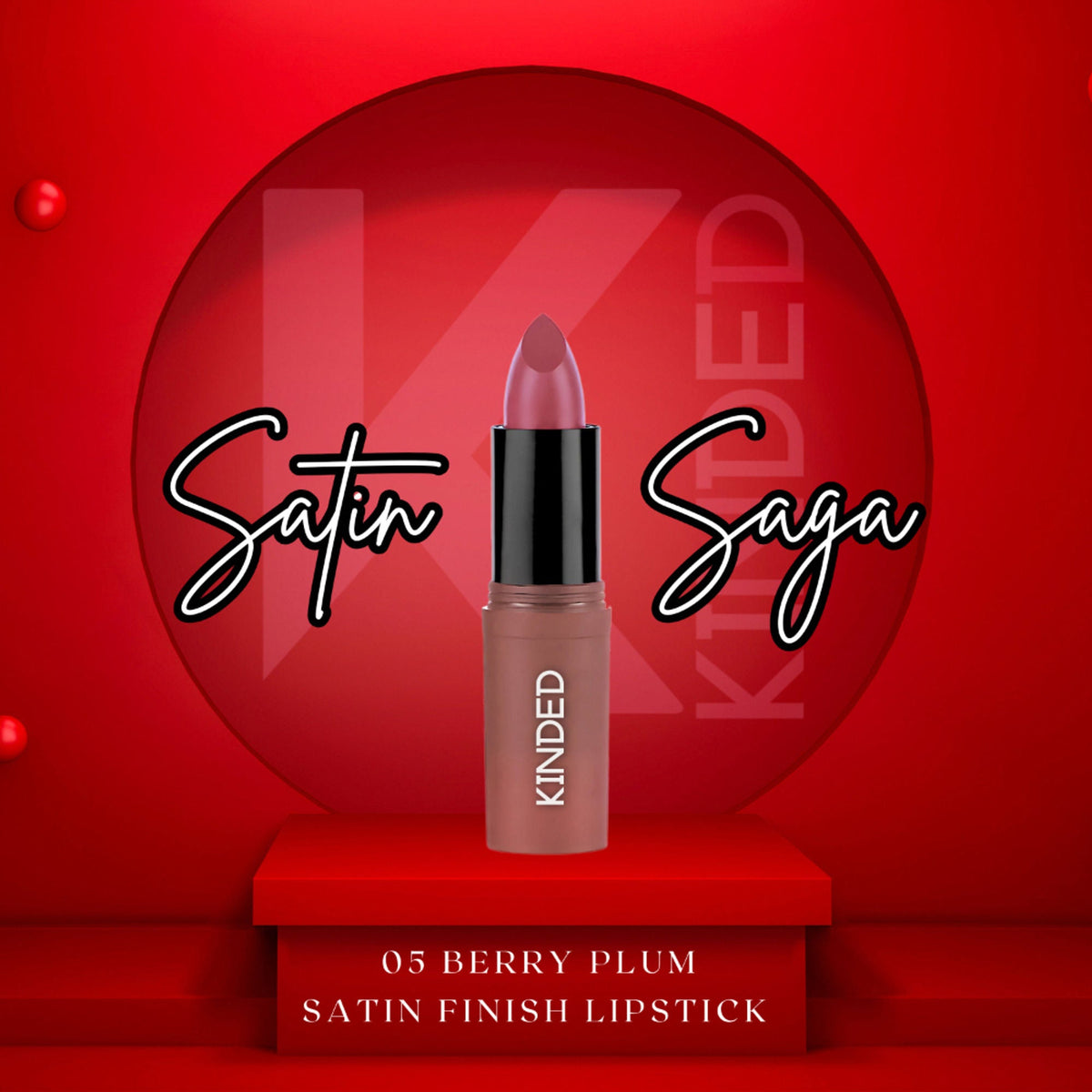 KINDED Satin Saga Bullet Creamy Lipstick With Satin Finish & Vitamin E - 05 Berry Plum | Grocsy